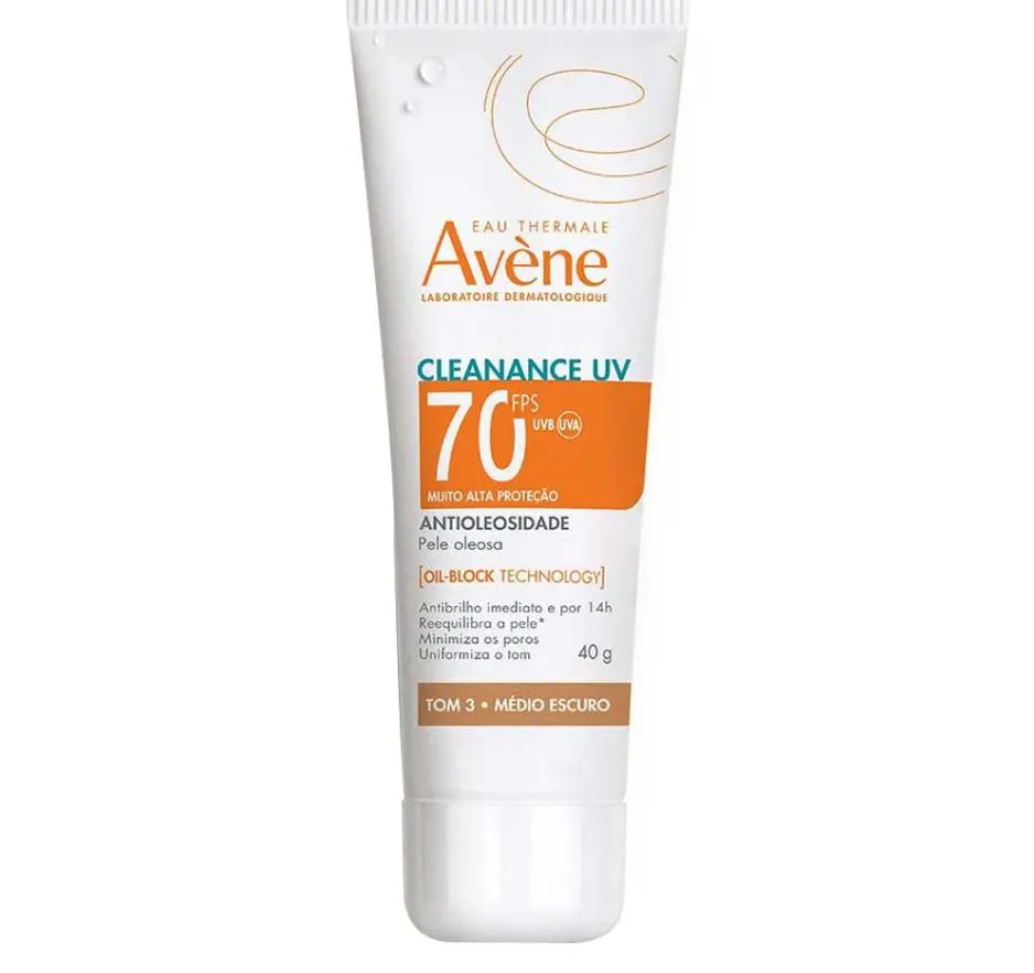 PROTETOR SOLAR FACIAL AVèNE CLEANANCE UV FPS70 TOM 3 MéDIO ESCURO 40G