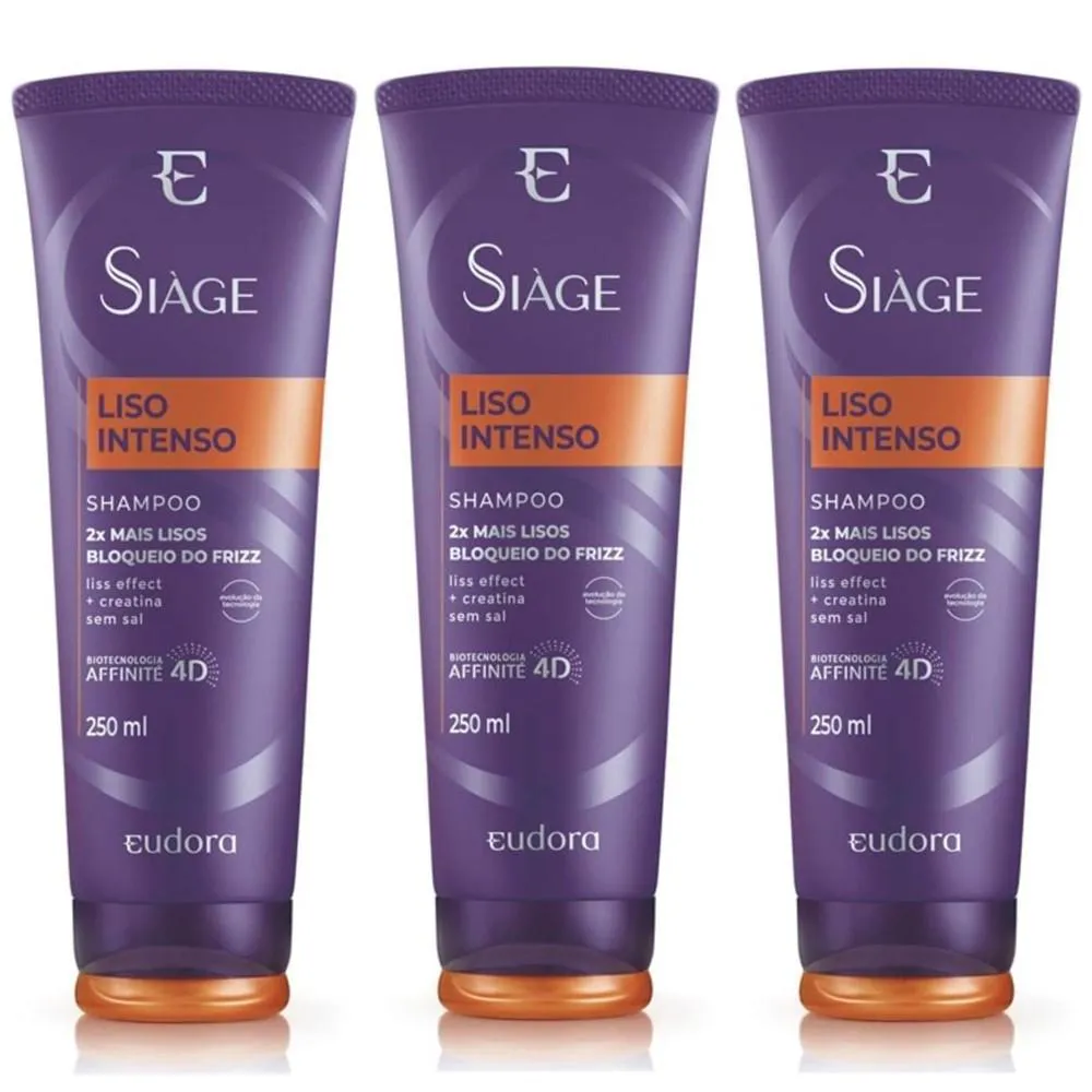 EUDORA KIT SIàGE LISO INTENSO SHAMPOO 3 UNIDADES NOVA VERSãO