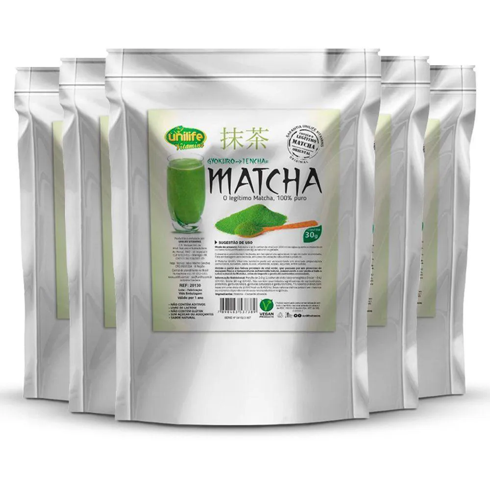 KIT 5 MATCHA PURO E ORGANICO SóLUVEL 30G UNILIFE