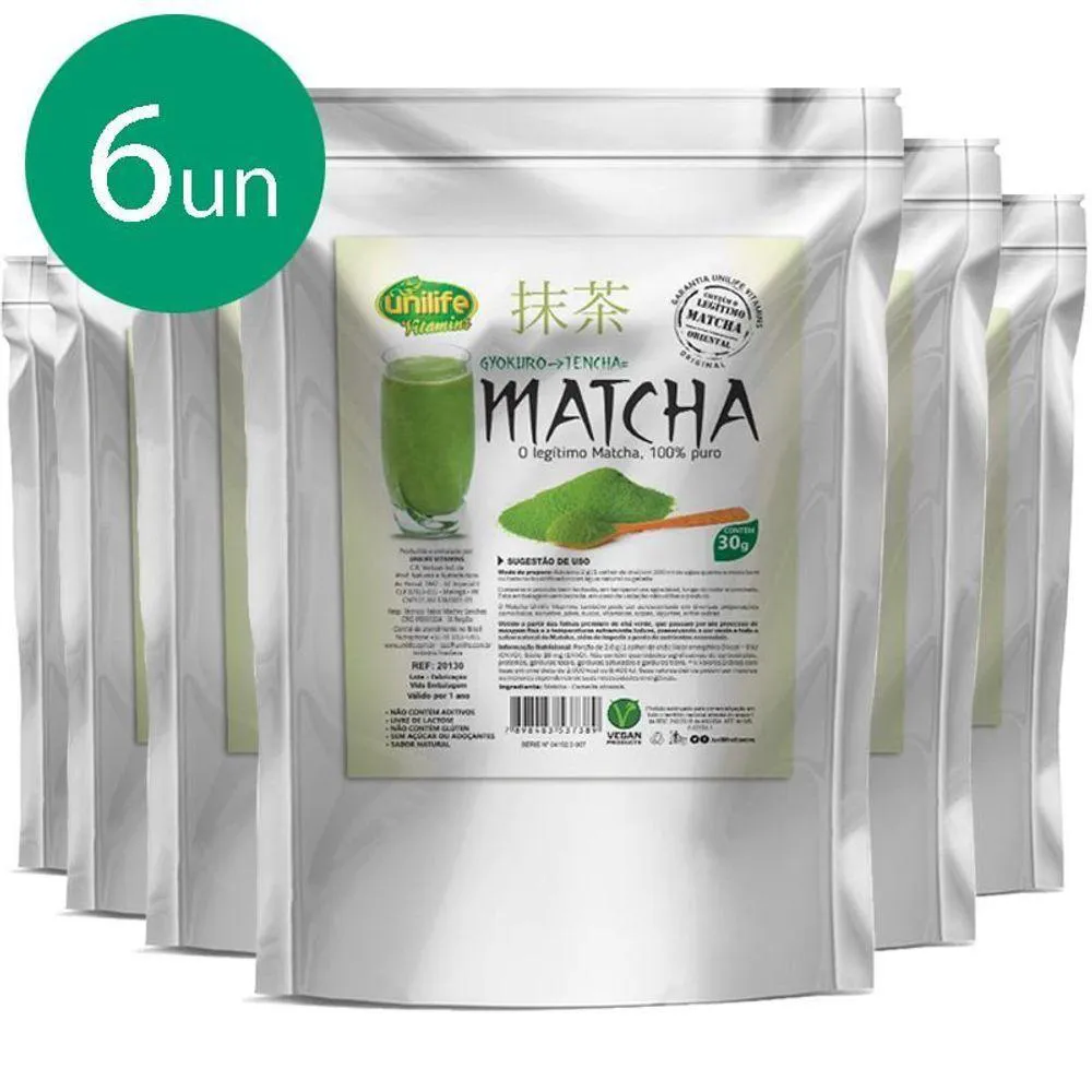 KIT 6 MATCHA PURO E ORGANICO SóLUVEL 30G UNILIFE