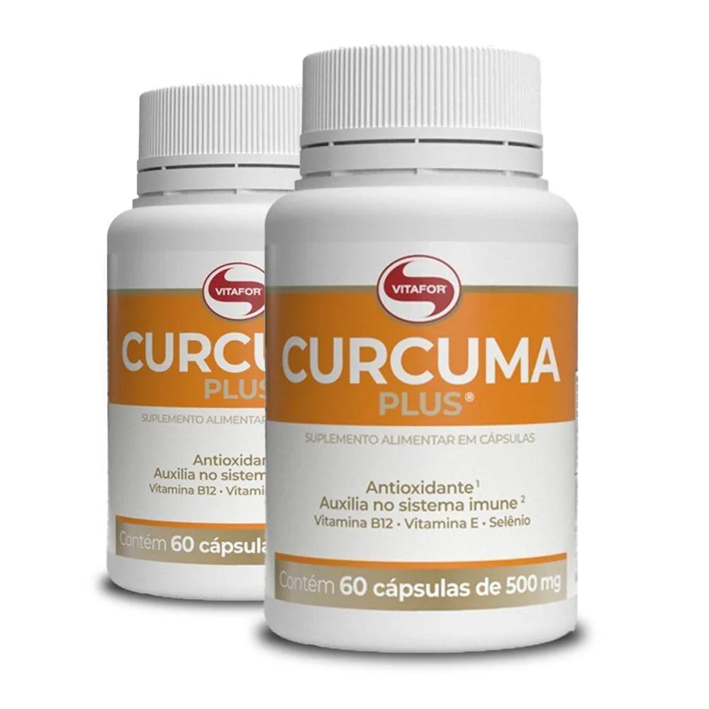KIT 2 CURCUMA PLUS VITAFOR 500MG 60 CáPSULAS