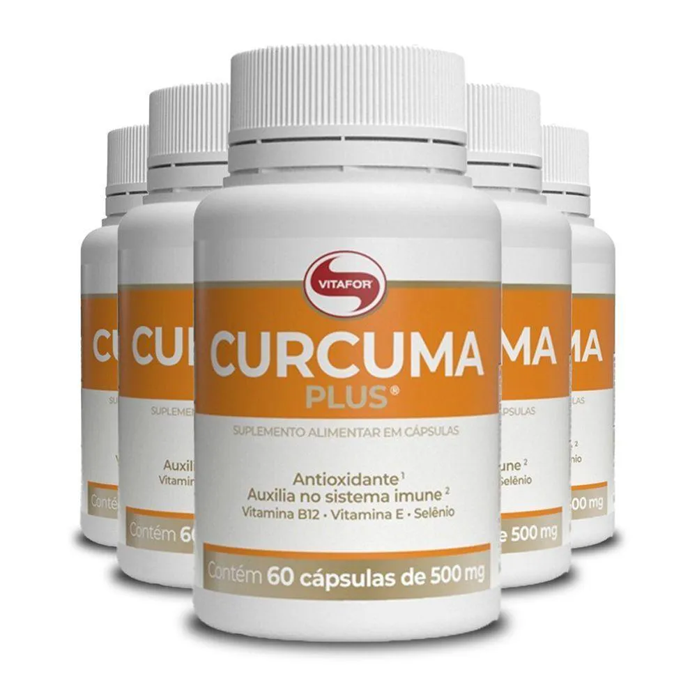 KIT 5 CURCUMA PLUS VITAFOR 500MG 60 CáPSULAS