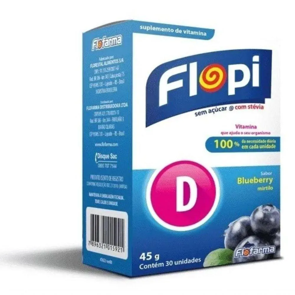 BALA FLOP VITAMINA D SABOR BLUEBERRY 30 UNIDADES