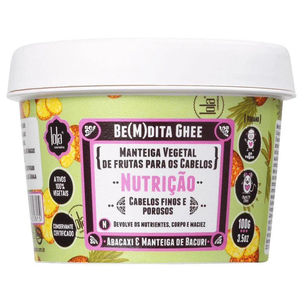 MáSCARA CAPILAR LOLA COSMETICS BE(M)DITA GHEE NUTRIçãO ABACAXI 100G