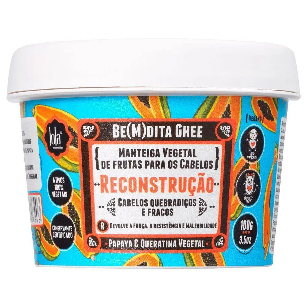 MáSCARA CAPILAR LOLA COSMETICS BE(M)DITA GHEE RECONSTRUçãO MAMãO 100G