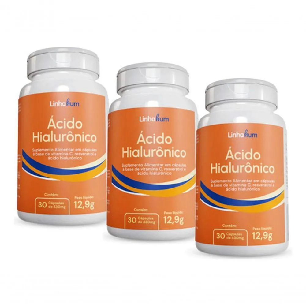 KIT 3UN áCIDO HIALURôNICO CAPSULAS 157MG VITAMINA C LINHAHUM COR:INCOLOR