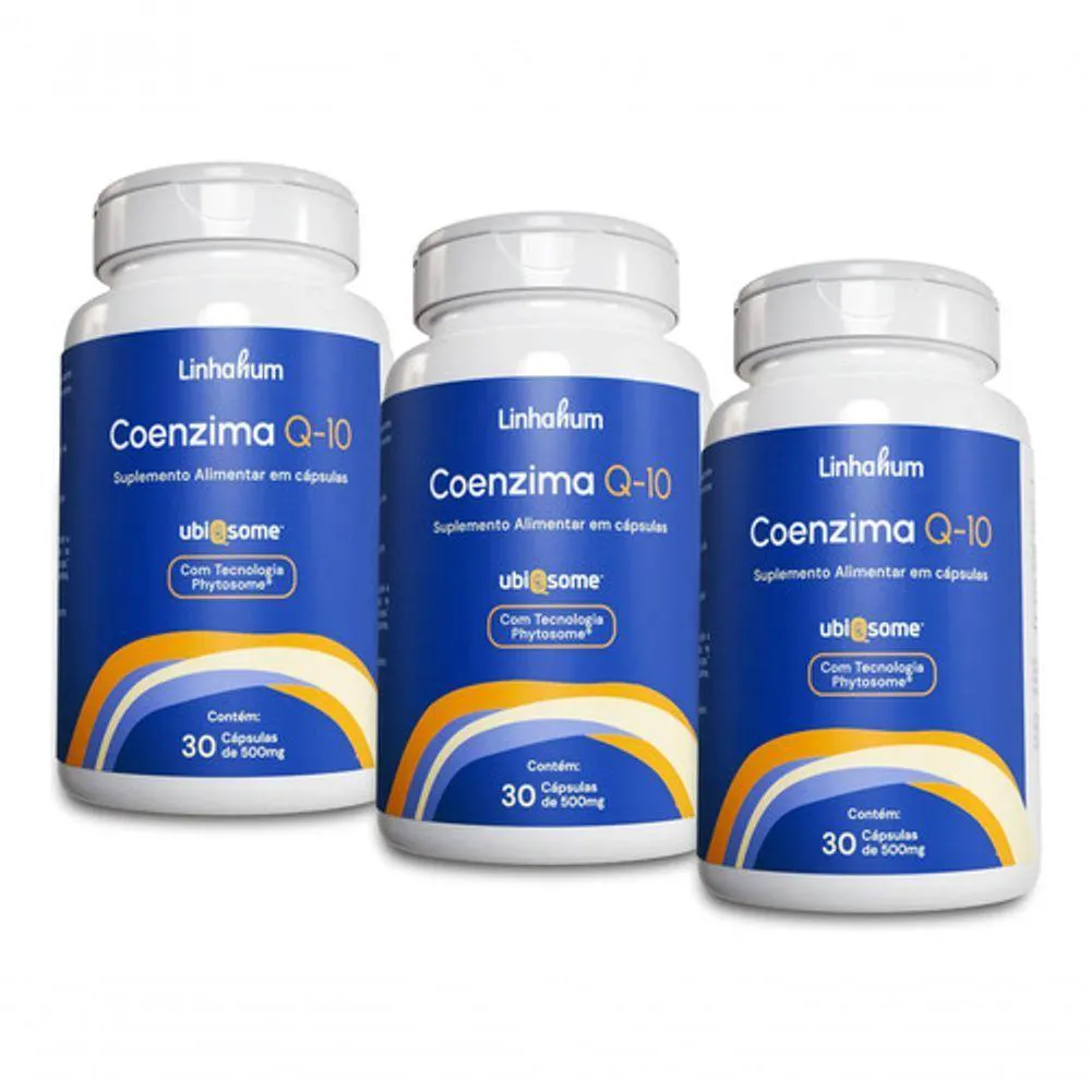 KIT 3 COEZIMA Q-10 SUPLEMENTO ALIMENTAR 30 CáPSULAS LINHAHUM