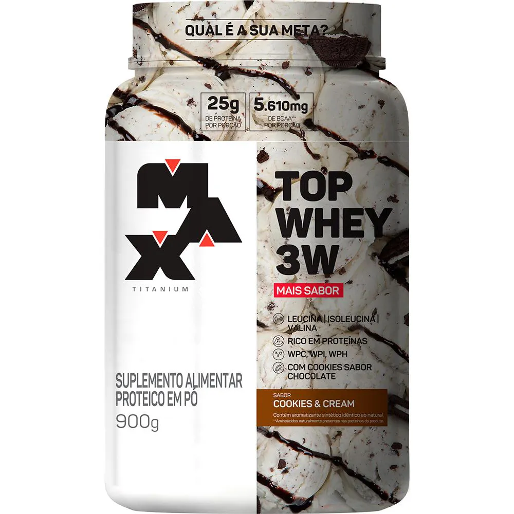 TOP WHEY 3W + SABOR POTE 900G COOKIES & CREAM