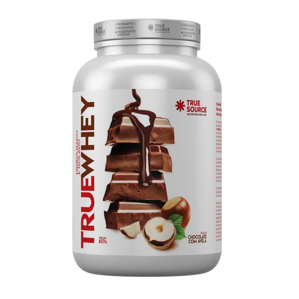 PROTEINA TRUE WHEY 837G CHOCOLATE COM AVELÃ