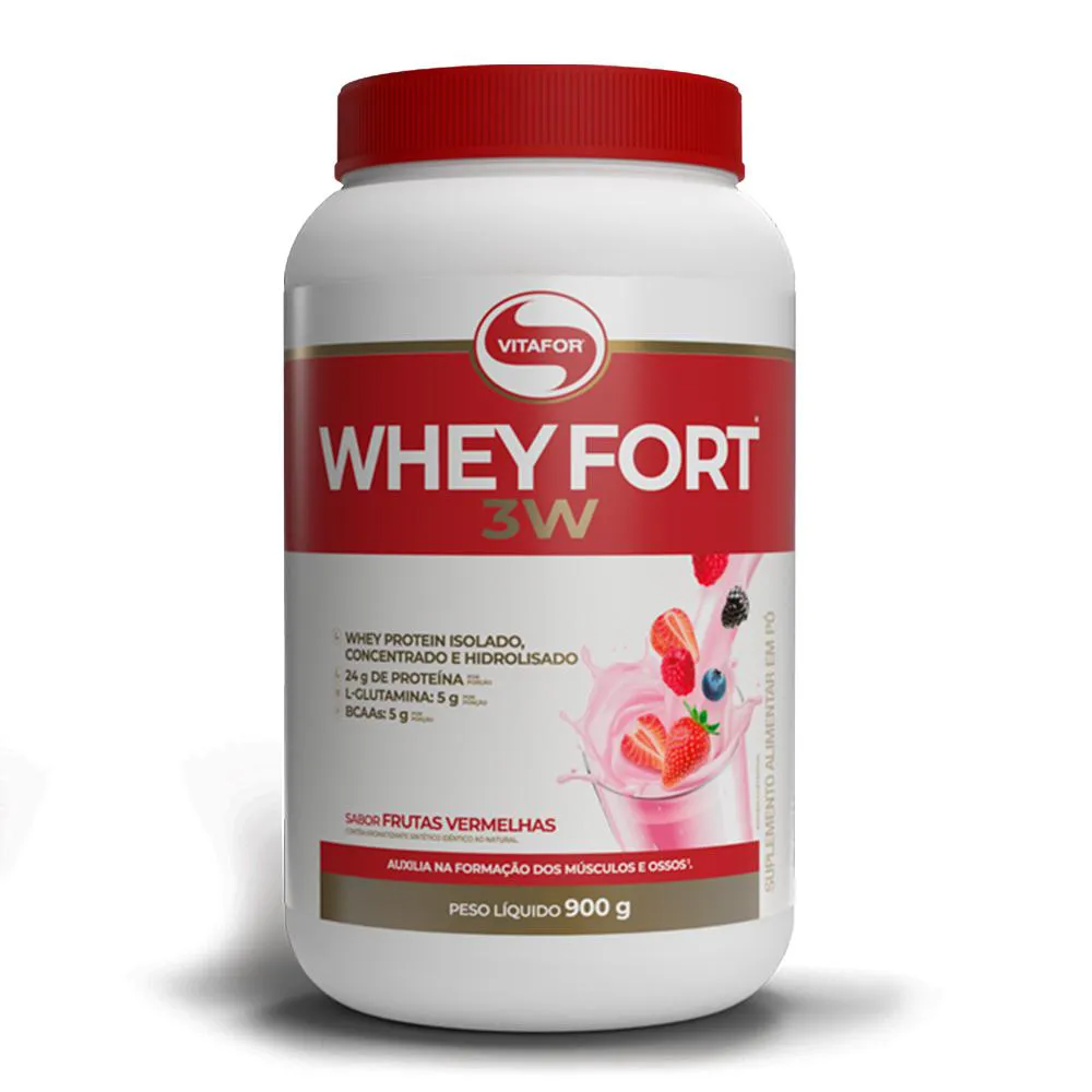 WHEY FORT 3W POTE 900G FRUTAS VERMELHAS