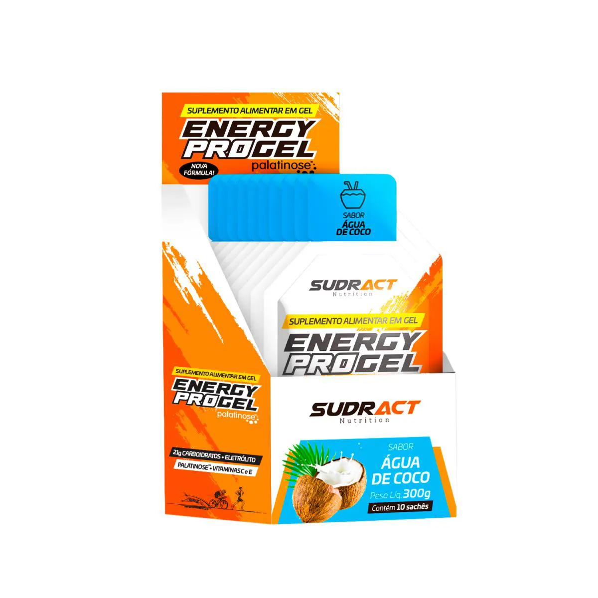 ENERGY PRO GEL DISPLAY 10 SACHÊS 300G - ÁGUA DE COCO