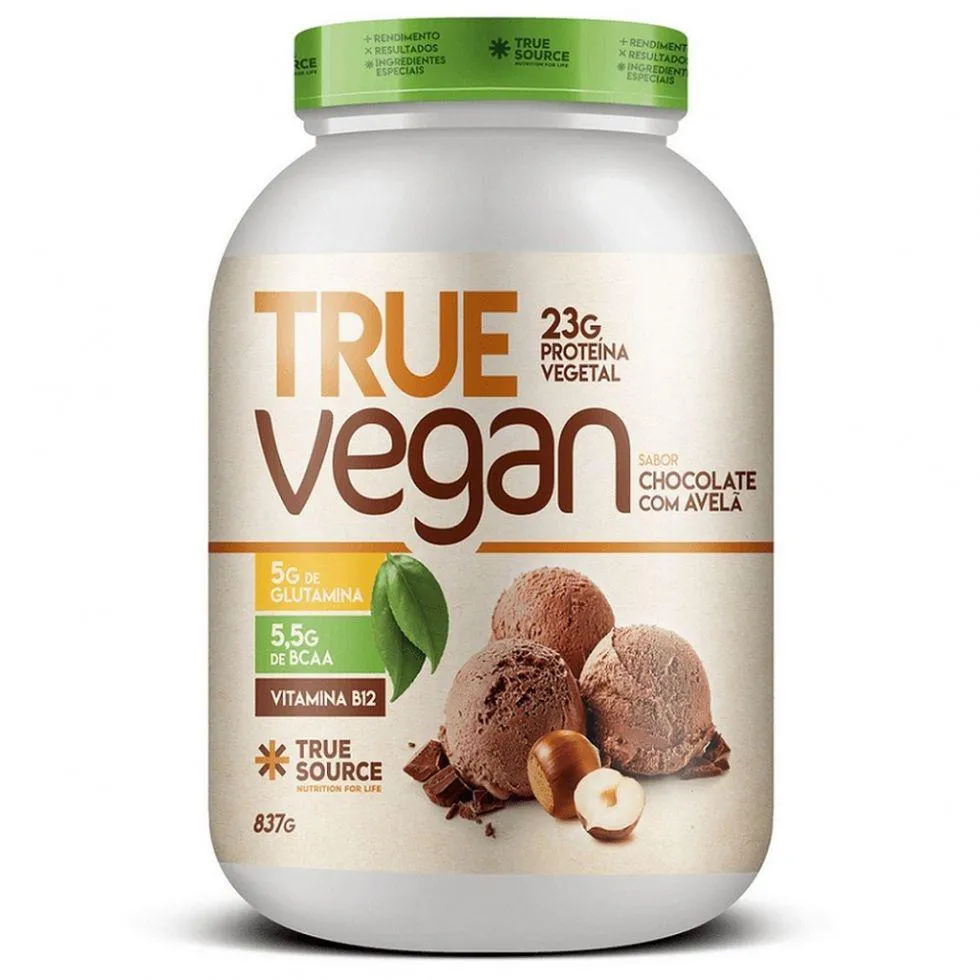 TRUE VEGAN (837G) - SABOR: CHOCOLATE C/ AVELã