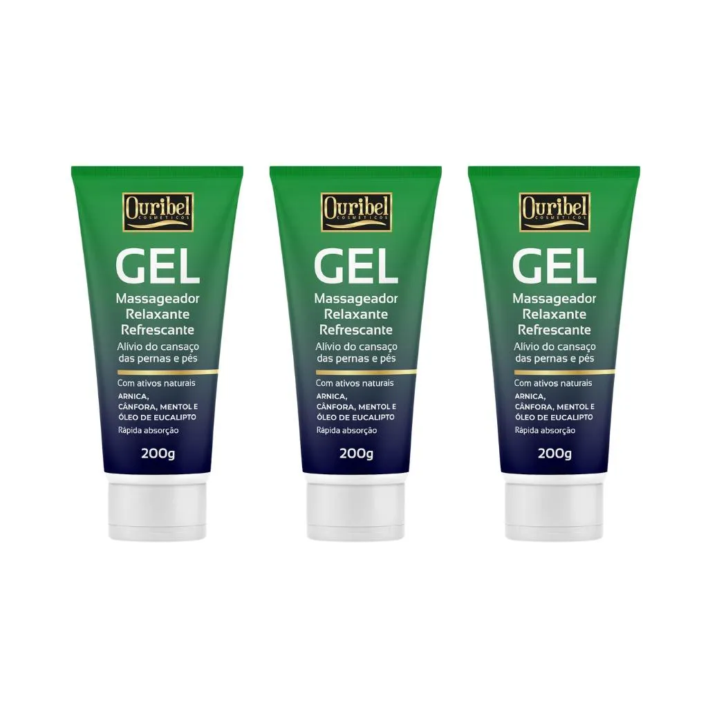 GEL MASSAGEADOR RELAXANTE OURIBEL 200G - KIT C/ 3UN
