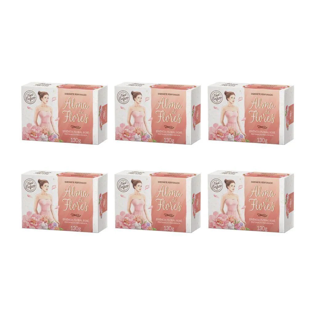 SABONETE ALMA DE FLORES 130G FLORAL ROSE-KIT C/6UN