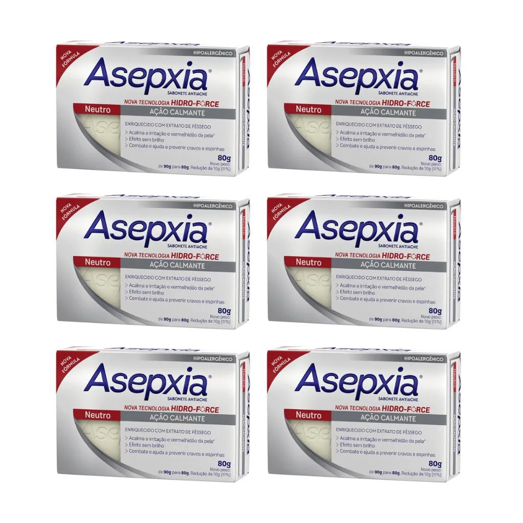 SABONETE ASEPXIA 80G NEUTRO - KIT C/ 6UN