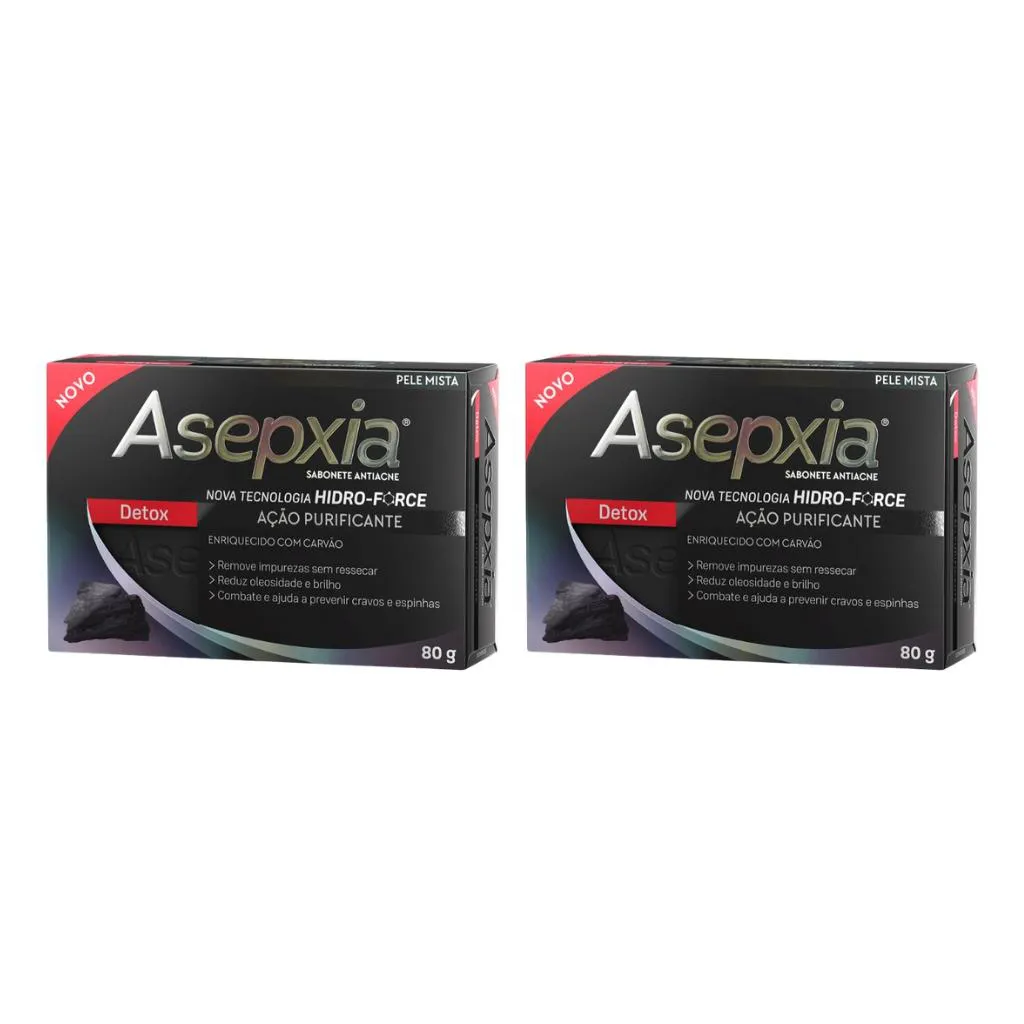 SABONETE ASEPXIA 80G CARVAO - KIT C/ 2UN