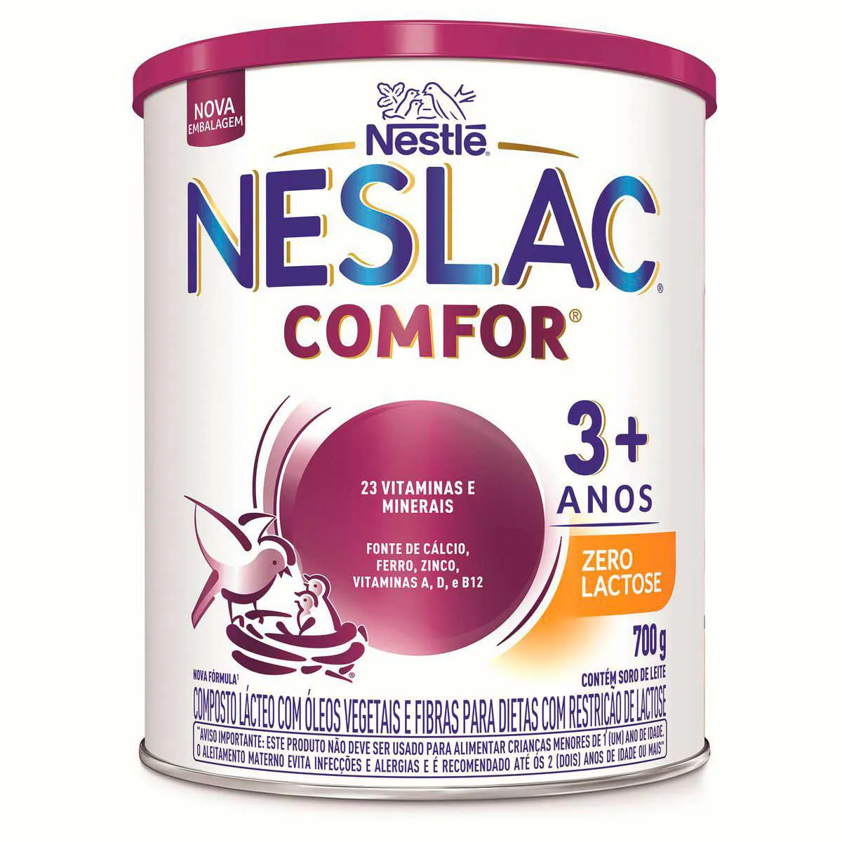 Composto Lácteo Neslac Comfor Zero Lactose Nestlé de 3 a 5 Anos 700g