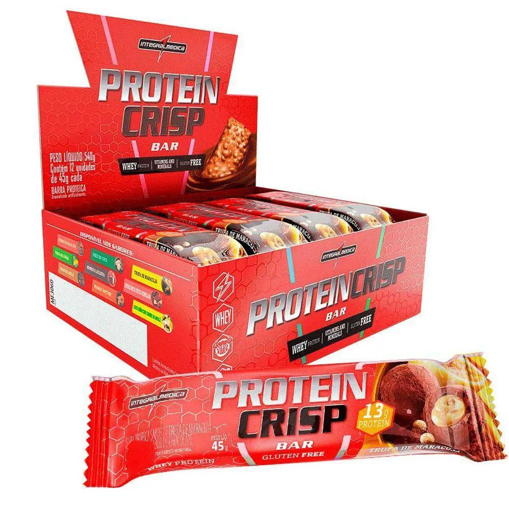 BARRA PROTEIN CRISP BAR CAIXA TRUFA MARACUJA INTEGRALMEDICA