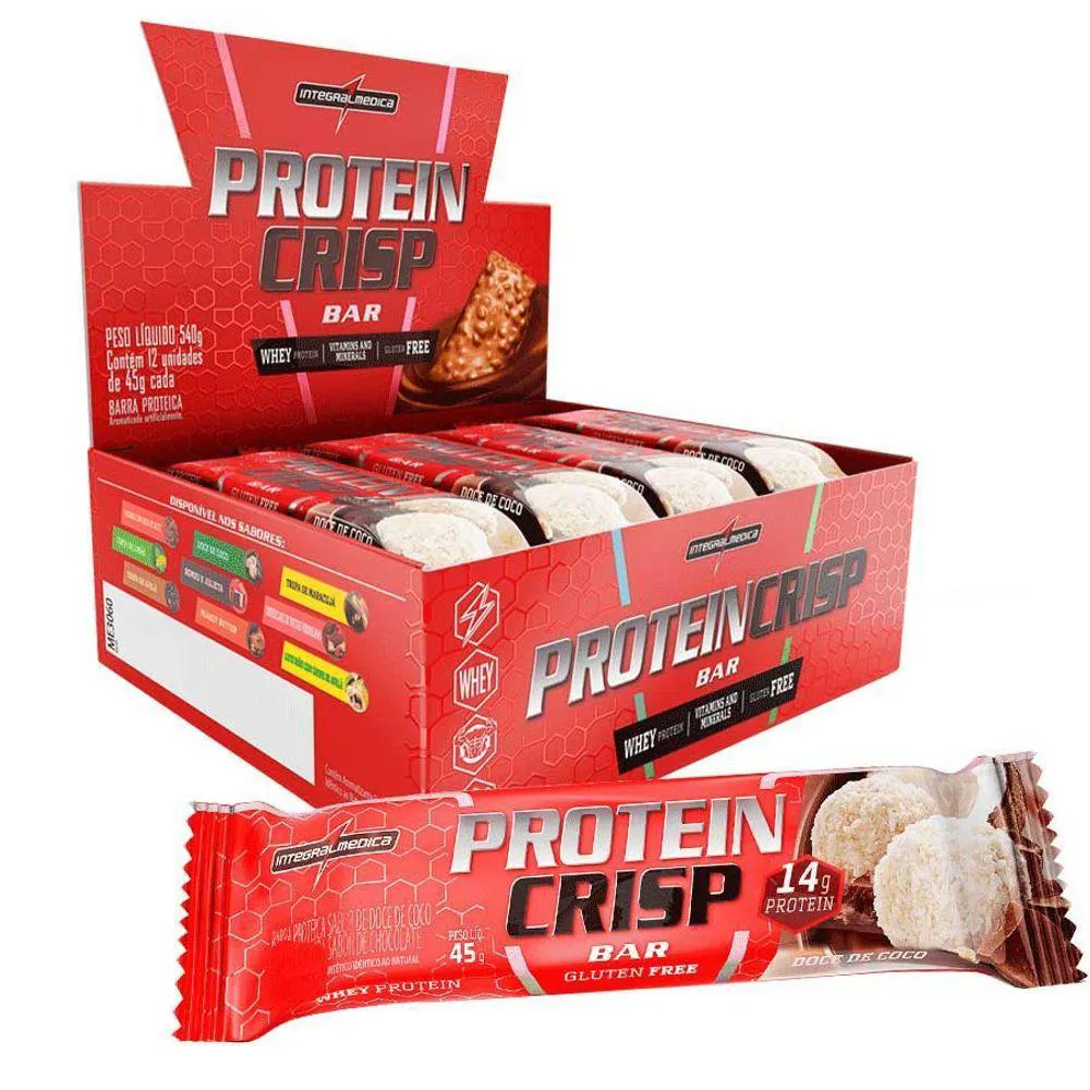BARRA PROTEIN CRISP BAR CAIXA DOCE DE COCO INTEGRALMEDICA