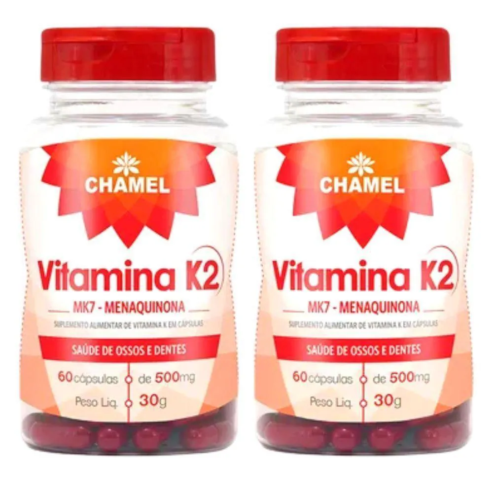 VITAMINA K2 MK7 MENAQUINONA - 2 FRASCOS DE 60 CáP. DE 500 MG CHAMEL