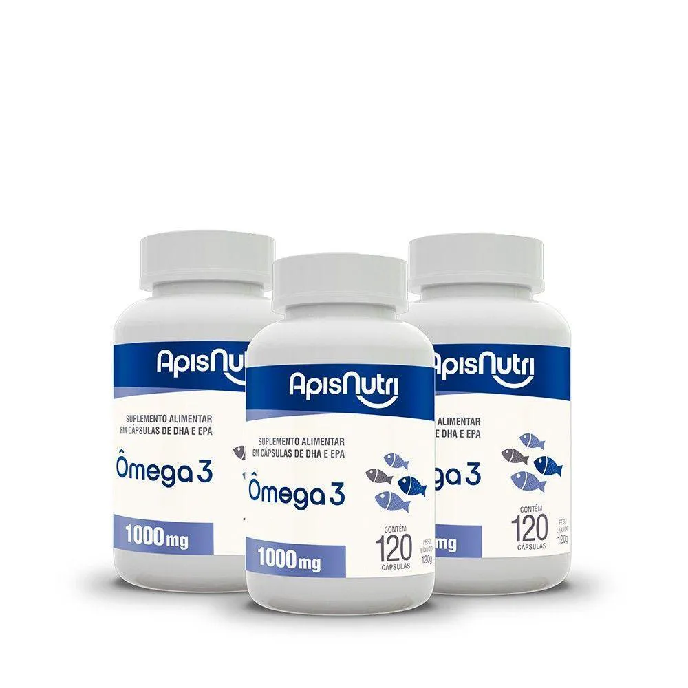 KIT 03 - ôMEGA 3 - 120 - CáPS óLEO DE PEIXE 1000MG DNA VERDE