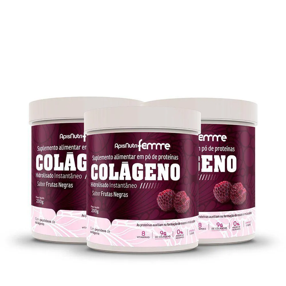 KIT 3-COLáGENO HIDROLISADO -FRUTAS NEGRAS 200G INSTANTâNEO