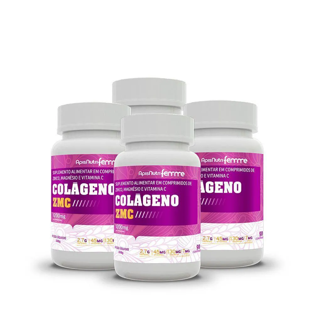 KIT 4 - COLáGENO - ZMC - 90 CáPS. - 1200MG - DNA VERDE