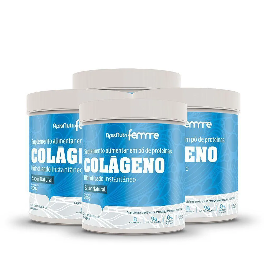KIT 4-COLáGENO HIDROLISADO -NATURAL 200G INSTANTâNEO
