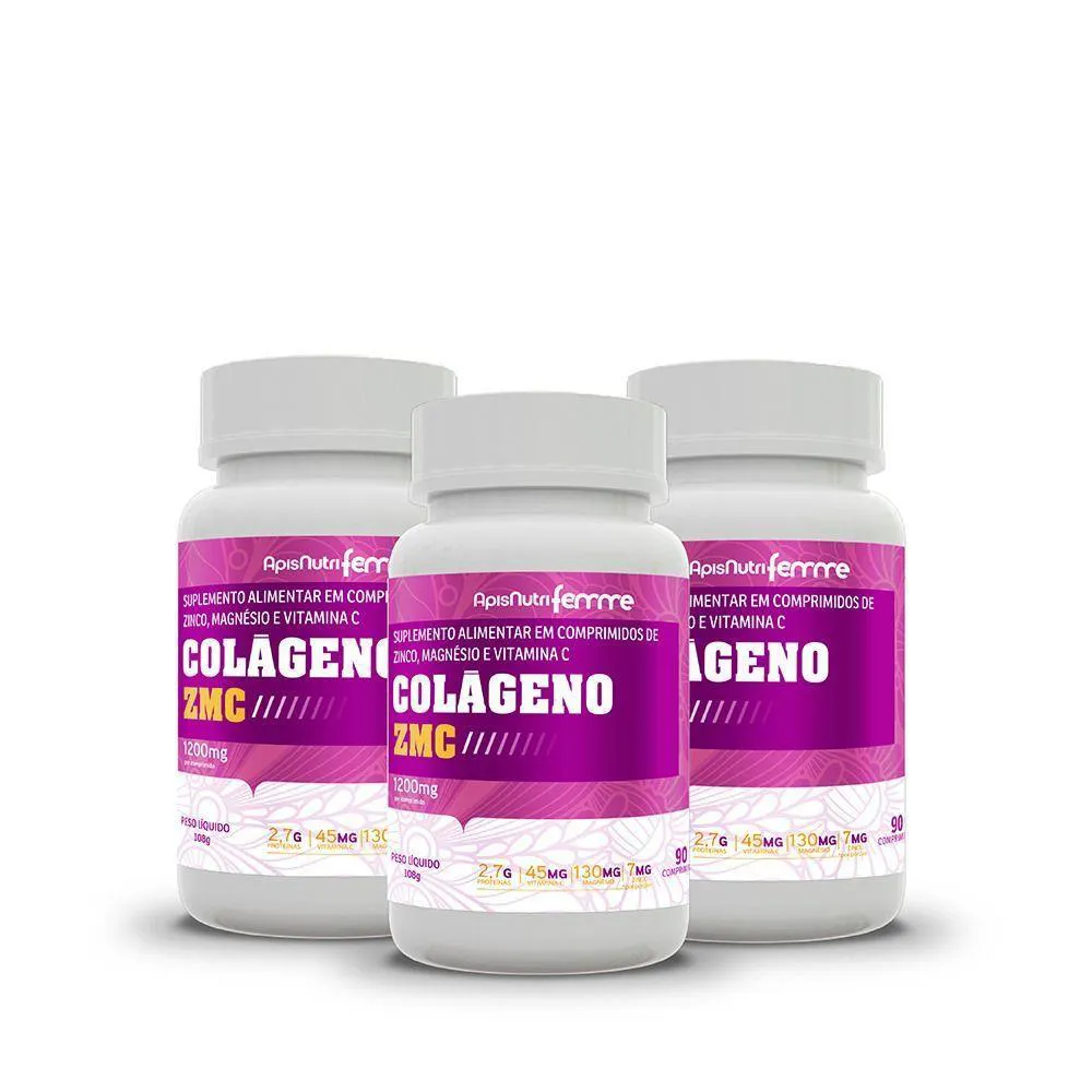 KIT 3 - COLáGENO - ZMC - 90 CáPS. - 1200MG - DNA VERDE