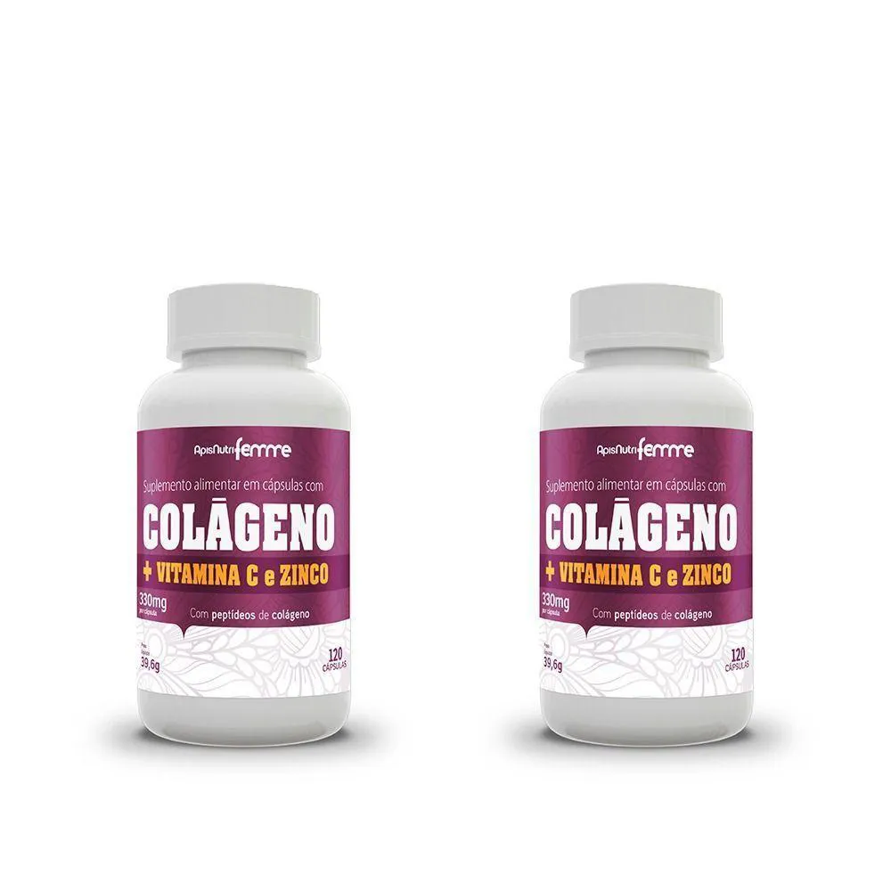 COLáGENO HIDROLISADO C/VITAMINA C|ZINCO KIT 2UNIS 120CAPS
