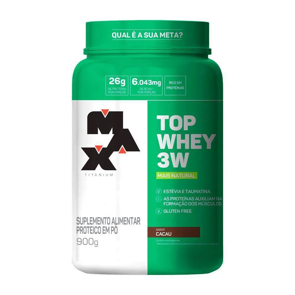 TOP WHEY 3W NATURAL 900GR CACAU MAX TITANIUM