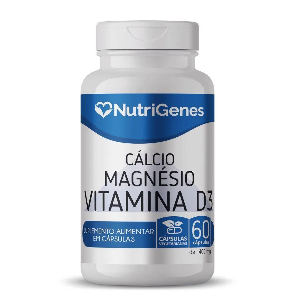CáLCIO, MAGNéSIO, VITAMINA D3 60 CáPSULAS 1400MG NUTRIGENES