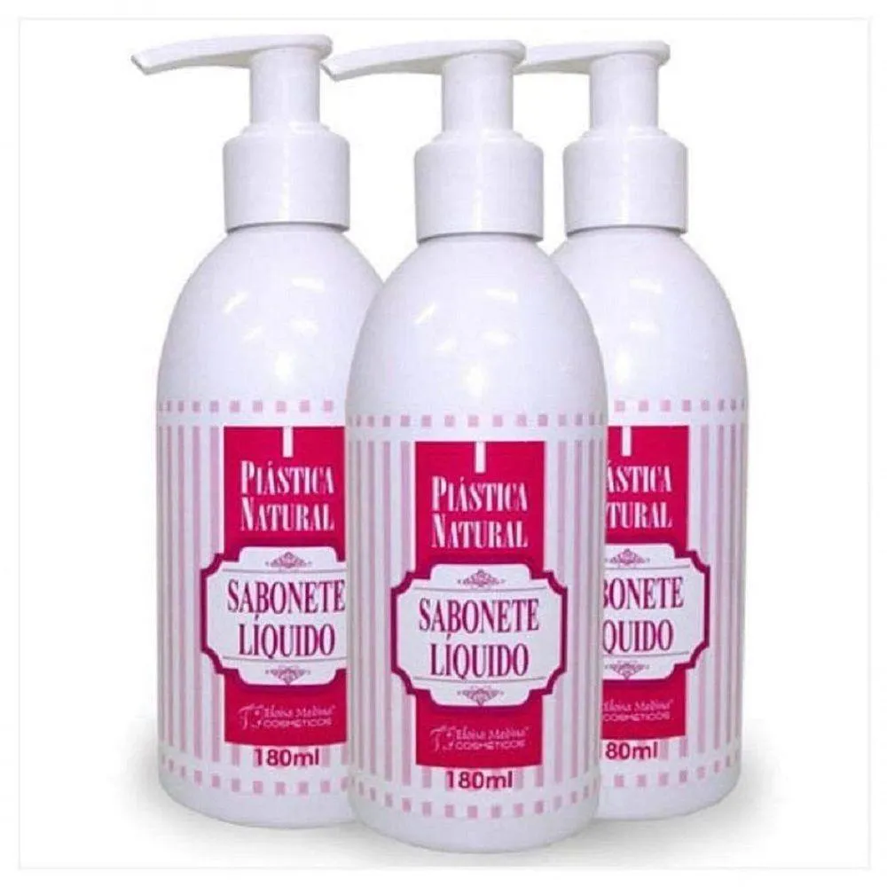SABONETE LíQUIDO PLASTICA NATURAL 180ML C/ COLáGENO KIT C/ 3