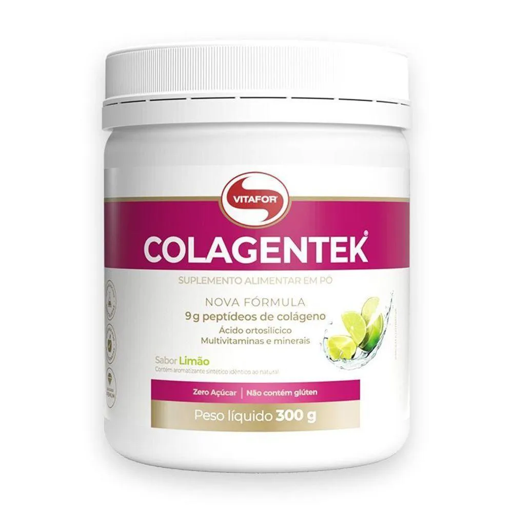KIT 2 COLáGENO HIDROLISADO COLAGENTEK VITAFOR LIMãO 300G