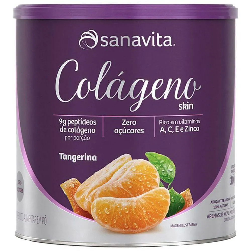KIT 3 COLáGENO HIDROLISADO EM Pó TANGERINA SANAVITA 300G