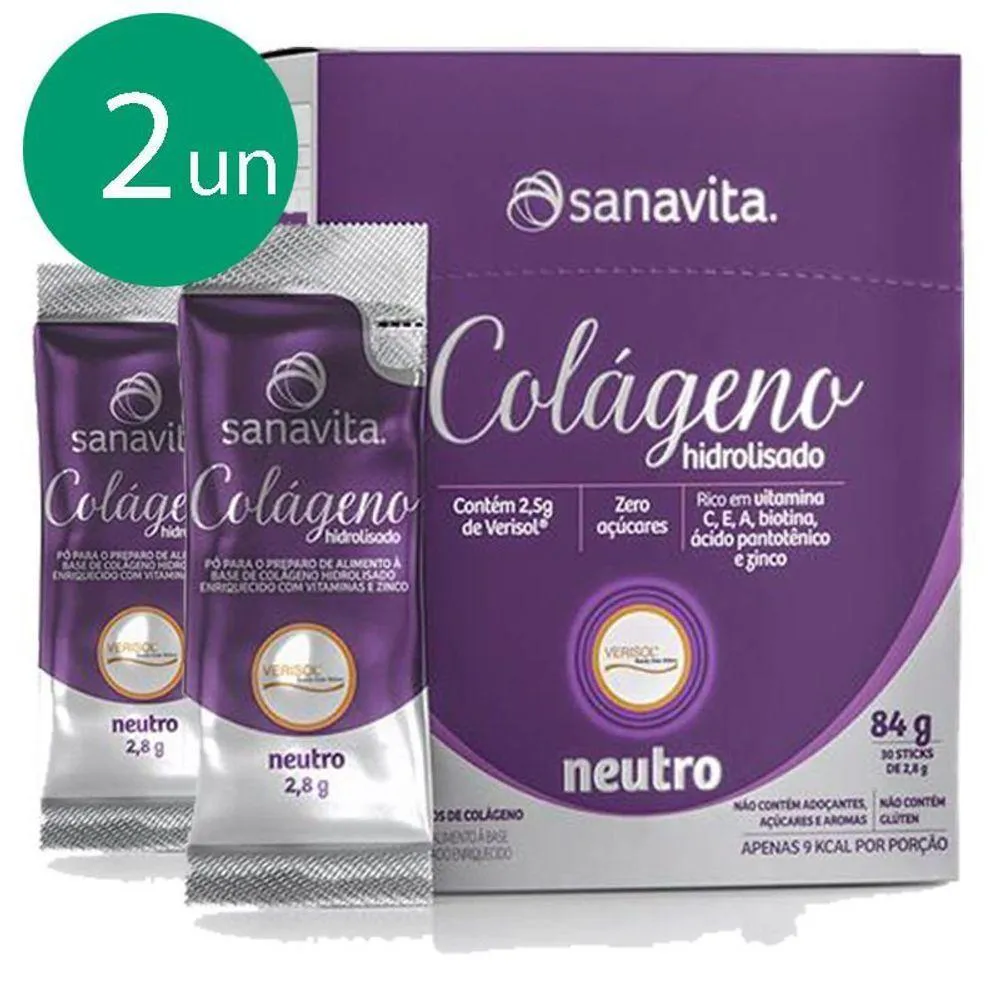 KIT 2 COLáGENO HIDROLISADO VERISOL EM 30 SACHêS SANAVITA