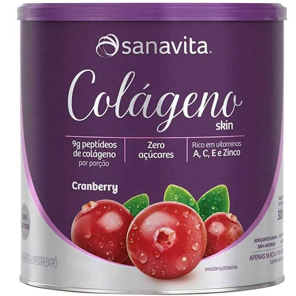 KIT 2 COLáGENO HIDROLISADO CRANBERRY SANAVITA 300G