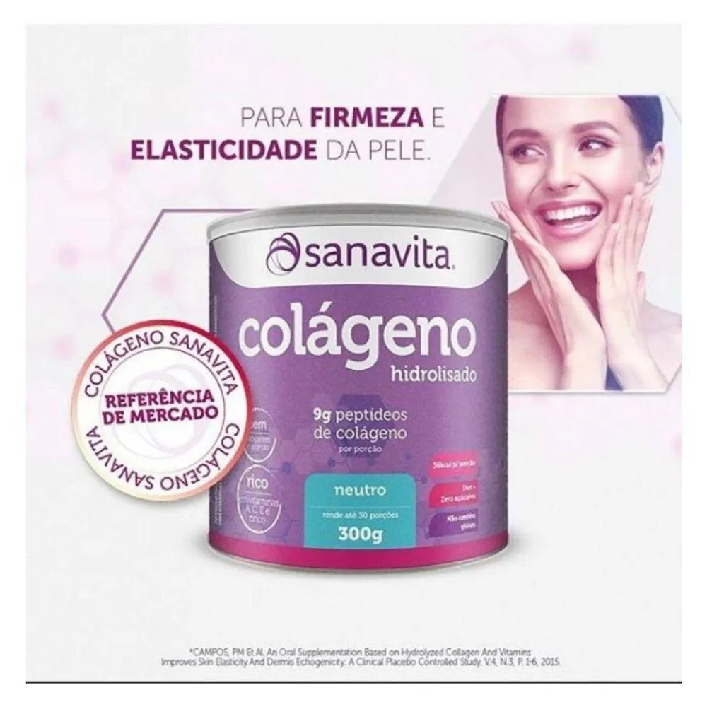 COLáGENO HIDROLISADO EM Pó SANAVITA 300G NEUTRO