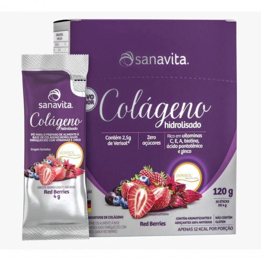 COLáGENO HIDROLISADO VERISOL RED BERRIES 30 SACHêS SANAVITA