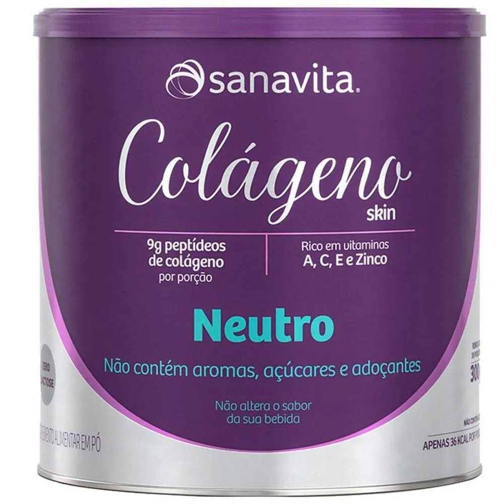 KIT 2 COLáGENO HIDROLISADO EM Pó SANAVITA 300G NEUTRO