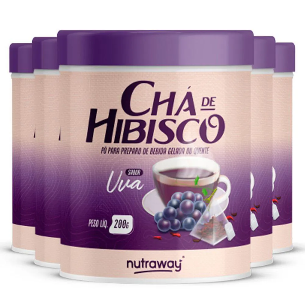 KIT 5 CHá DE HIBISCO UVA NUTRAWAY 200G