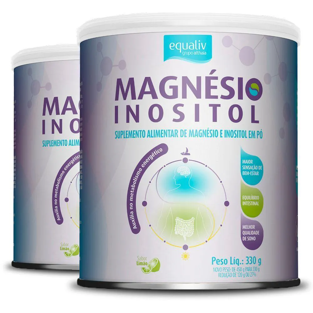 KIT 2 MAGNéSIO INOSITOL EQUALIV SABOR LIMãO 330G