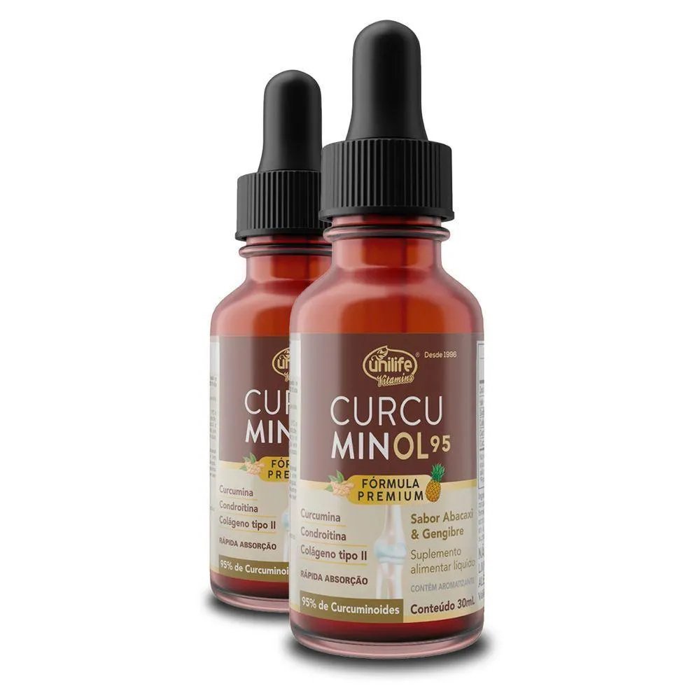 KIT 2 CURCUMINOL UNILIFE SABOR ABACAXI E GENGIBRE EM GOTAS 30ML