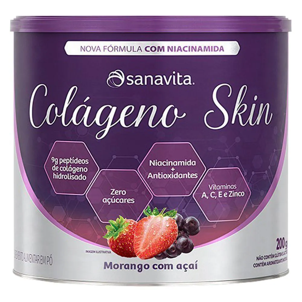 COLáGENO SKIN NIACINAMIDA SANAVITA MORANGO E AçAí 200G