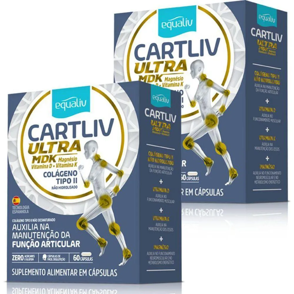 KIT 2 CARTLIV ULTRA MDK COLAGENO TIPO 2 EQUALIV 30 CáPSULAS