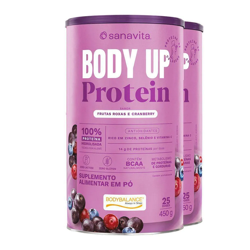 KIT 2 BODY UP PROTEIN FRUTAS ROXAS E CRANBERRY SANAVITA 450G