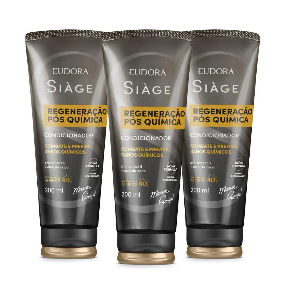 COMBO CONDICIONADOR SIàGE EXPERT REGENERAçãO PóS QUíMICA 3X 200ML