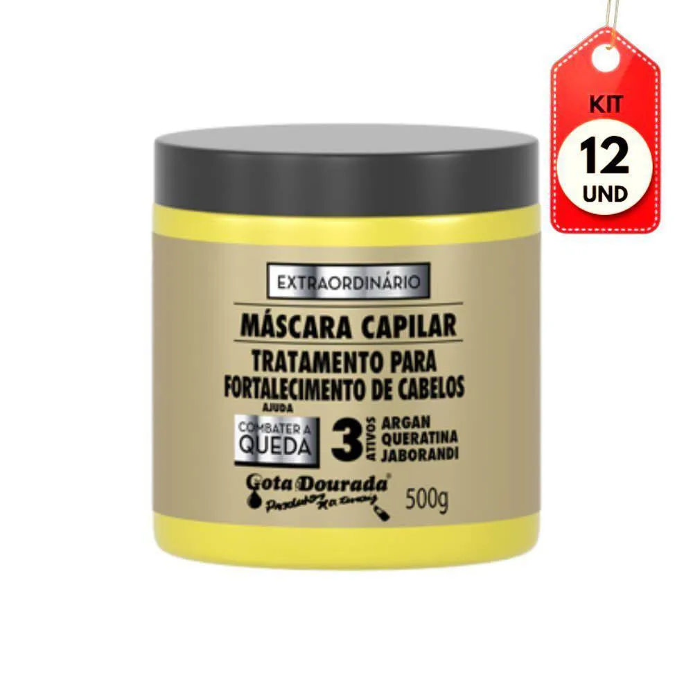 KIT C-12 GOTA DOURADA EXTRAORDINáRIO MáSCARA 500G