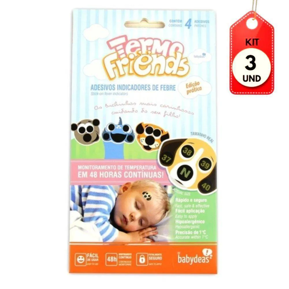 KIT C/03 BABYDEAS TERMO FRIENDS TERMôMETRO ADESIVOS C/4