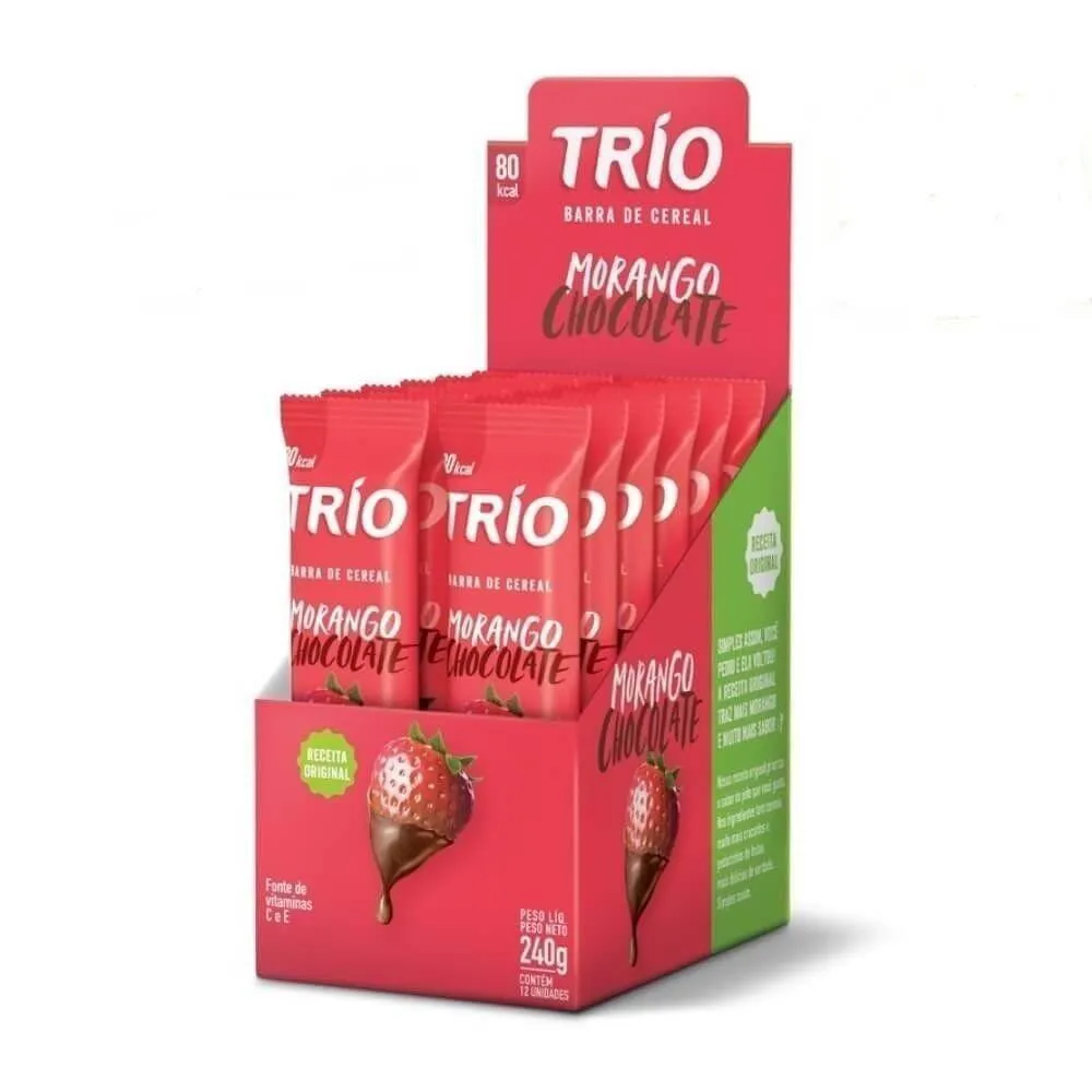 TRIO BARRA CEREAL TRADICIONAL MORANGO CHOCOLATE C-12